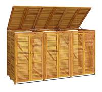 Abri à poubelle triple 210x89x117 cm bois massif d acacia