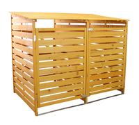 Abri à poubelles en bois pour 2 poubelles à roulettes 240 L - rangement extérieur élégant et sécurisé