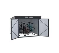 IDMarket – Abri à vélos en métal gris anthracite verrouillable avec kit d'ancrage pour 4 vélos