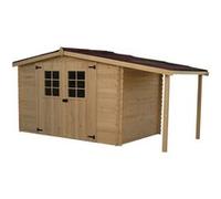 Abri de jardin avec bûcher 10,75m² en bois massif - Toiture en plaques ondulées