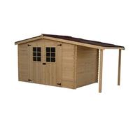 Abri de jardin avec bûcher en bois HABRITA 28 mm 5 + 3 m² épicéa massif