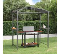 Abri Barbecue Extérieur, Tonnelle de Barbecue Belvédère de Barbecue Gazebo BBQ et étagères latérales Anthracite 210x114x230cm Acier