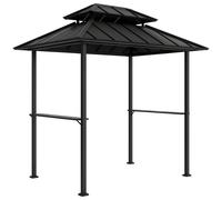 Outsunny Tonnelle de Barbecue abri Barbecue à Double-Toit Rigide, tonnelle de Jardin extérieur avec 2 étagères et Crochet supérieur Cadre en métal et Aluminium pour terrasse Patio 244x184x258cm Noir