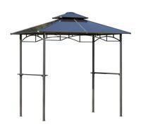 Outsunny Tonnelle Jardin 2,4 x 1,5 m - abri Barbecue - Steakhouse 2 étagères - Toit de Barbecue - alu. métal Noir Toit Polycarbonate