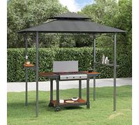 Abri Barbecue, Structure Acier avec Toit Polyester, Étagères Latérales et Crochets Pratiques, Tente de Réception et Pergola Jardin Exterieur, pour Jardin et Terrasse, Anthracite, 240 x 150 x 243 cm
