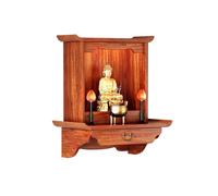 Abri bouddhiste monté sur le mur, Cabinet d'Altar de Bouddha en bois, Table de travail du Bouddha et du Dieu de la richesse avec plateau de traction pour la maison Prayer(68cm/26.7in)