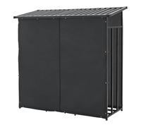 Abri-bûches abri de Jardin Couvert avec Housse de Protection 185 x 180 x 70 cm Support Bois de Chauffage Range-bûches Couvert Acier Noir 03_0008839