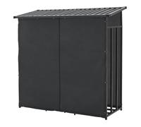 casa.pro Abri-Bûches Couvert avec Housse de Protection Support Bois de Chauffage Range-Bûches pour Stockage Extérieur Acier Galvanisé Laqué Polyester Métal Noir
