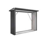 Abri-bûches couvert en acier galvanisé, support pour bois de chauffage robuste, montage rapide, 213 x 66,5 x 150 cm