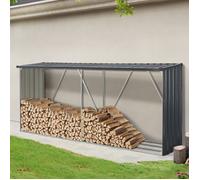 casa.pro Abri-Bûches Couvert Solide Support pour Bois de Chauffage Robuste Range-Bûches pour Stockage Extérieur du Bois en Acier Galvanisé 352 x 80 x 152 cm Anthracite