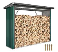 Abri-Bûches Extérieur AoSenYunZhou Support Bois de Chauffage Range-Bûches Acier Galvanisé 213x66 5x150 cm Vert