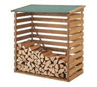Abri-bûches extérieur sapin toiture bitumée range-bûches robuste 123 x 116 x 64 cm pour bois de chauffage finition verte