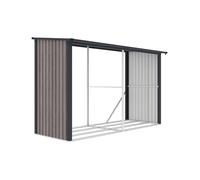 Abri bûches métal en acier galvanisé effet bois 5,78 m3 - 7 stères - L302 x P119 x H190cm - VARWOOD