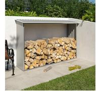 Abri bûches métal TRIGANO 3 stères avec toit incliné et structure acier galvanisé pour protéger votre bois au jardin