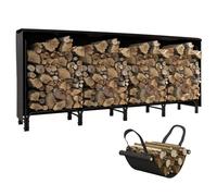 Abri bûches - Outsunny - avec sac de transport en toile, housse en Oxford 600D - 10 L de bûches - 240l x 36P x 99H cm métal noir