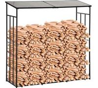 Outsunny Abri-bûches support pour bois de chauffage range-bûches en métal et polycarbonate 185 x 67 x 185 cm noir