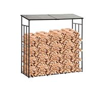 Outsunny Abri-bûches support pour bois de chauffage range-bûches en métal et polycarbonate 185 x 67 x 185 cm noir