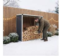 Abri-bûches Pour Stockage Extérieur Acier Galvanisé 158 X 80 X 152 Cm Gris Anthracite