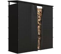 Abri bûches range bûches avec toit - 4 housses incluses - charge max. 2T - dim. 185L x 62l x 184H cm - métal noir