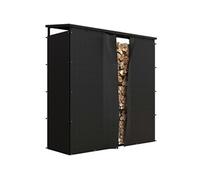 Abri bûches range bûches avec toit - 4 housses incluses - charge max. 2T - dim. 185L x 62l x 184H cm - métal noir
