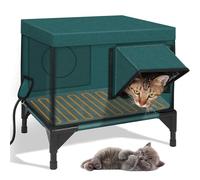 Abri Chauffé pour Chats, Abri Extérieur Isolé avec Deux Sorties, Surélevé pour Chats Errants avec Toiture Étanche Et Porte de Sortie, Idéal pour les Errants Vivant À L'extérieur Ou Dans S(43*33*30cm)