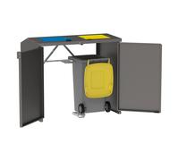 Abri conteneurs et biodéchets Berlin RAL9005 - Sans tôle de fond - Trappes jaune et bleu - PROCITY - 208192.9005