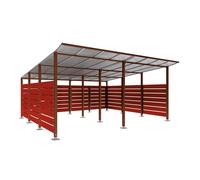 Abri conteneurs Modulo Aspect Corten - Stratifié acajou - Sur platines - Larg 5000mm Prof 4800mm - PROCITY - 599785.S025.ACAJ