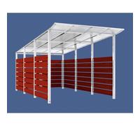 Abri conteneurs Modulo RAL9010 - Stratifié acajou - Scellement direct - Larg 2500mm Prof 4800mm - PROCITY - 529784.9010.ACAJ