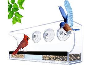 Abri de fenêtre - Support transparent de 30 cm, station de nourriture amovible, Trespolo antidérapant | Plan Observateur Balcon Appartement Vitres Faune Extérieure Amant