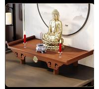 Abri de gazebo de bouddha monté mural avec support triangulaire, bois Mini bouddhiste mur Feng Shui Altar Bouddha Shelf Pagode Buddha Cabinet Niche pour décoration intérieure (noisette, 28 x 54 cm/11