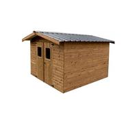 Abri de jardin Habrita Thermabri en bois coloris naturel ép.28 mm surface extérieure 12,31 m²