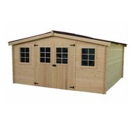 Abri de jardin 13,06m² en bois massif - Toiture en plaques ondulées