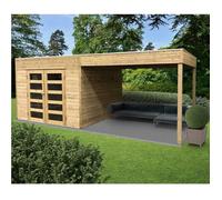 Abri de jardin 19 mm Tarento - Avec terrasse Latérale - Solid - Bois massif - Pin traité