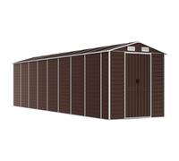 Abri de jardin 191x725x198 cm Acier galvanisé Marron | Acier galvanisé, 4 ouvertures d'aération, toit en pente, poignées sur porte, grand volume de rangement
