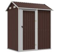 Abri de jardin 192x152,5x237 cm Acier galvanisé Marron | Ouvertures d'aération, toit en pente, protège contre les petits animaux, acier durable, volume de rangement spacieux