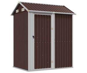 Abri de jardin 192x152,5x237 cm Acier galvanisé Marron | Ouvertures d'aération, toit en pente, protège contre les petits animaux, acier durable, volume de rangement spacieux