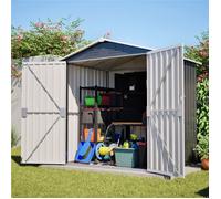 Abri de Jardin 2.2 m² avec Verrou Port, Cabane de Jardin Extérieur Métal 172.2 x 142.3 x 185 cm avec Ouvertures d'aération, Gris
