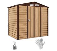 Abri de Jardin 2,27 m² - Outsunny - 190 x 131 x 188 cm - gants inclus porte verrouillable ventilations - acier galvanisé - chêne
