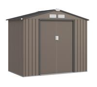 Abri de Jardin 2,5 m² Outsunny cabane de jardin armoire de jardin Dim. 213L x 130l x 185H cm Porte coulissante Acier marron