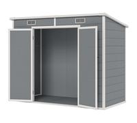 Outsunny Abri de jardin 2,54 m² (2,4 x 1,3 m) aluminium et PP, fenêtre, portes verrouillables, gris