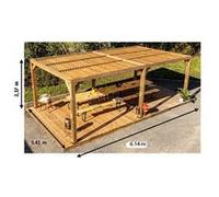 Habrita Pergola en Bois d’Épicéa Traité Couverture Ventelles Mobiles 20 m² - THO 3562 T