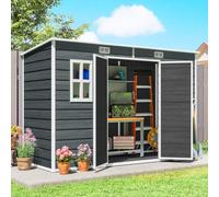 Abri de jardin - Outsunny - avec plancher - portes verrouillables - plastique effet bois - 300x122cm - gris