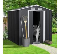 IDMarket - Abri de jardin 3,7 m² en acier galvanisé avec base - Gris