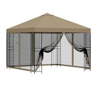 Abri de Jardin 3 x 3 m Beige en Polyester et Acier | Cadre acier stable,toit polyester,trou de drainage,ventilation deux niveaux,jardin,patio,cour