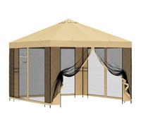 Abri de Jardin 3 x 3 m Crème en Polyester et Acier | Structure à pieds en acier, couverture polyester imperméable, montage à deux personnes, patio, terrasse, jardin