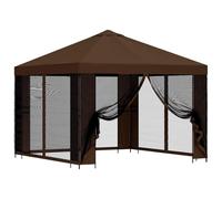 Abri de Jardin 3 x 3 m Marron Polyester et Acier | Pieds en acier,couverture polyester imperméable,montage à deux,style industriel,usage extérieur