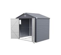Abri de jardin - Outsunny - résine - avec kit de fondation galvanisé structure en aluminium - portes à loquet 3 fenêtre - gris foncé