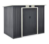 Abri de Jardin 4 m³ Robuste Cabane de Stockage Extérieur Cabane à Outils Toit en Appentis Tôles en Acier Galvanisées Gris Foncé