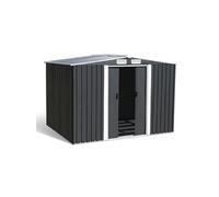 IDMarket – Abri de jardin 5,3 m² en acier galvanisé avec base – Gris