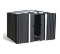 Abri De Jardin 5,3 M² Gris En Acier Galvanisé Avec Base Gris